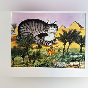 Vintage Kliban Cat Egypt Poster - 90s Framed Artwork